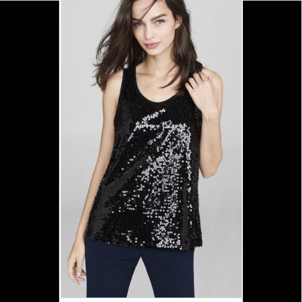 Laundry by Shelli Segal Black Sequin Blouse
